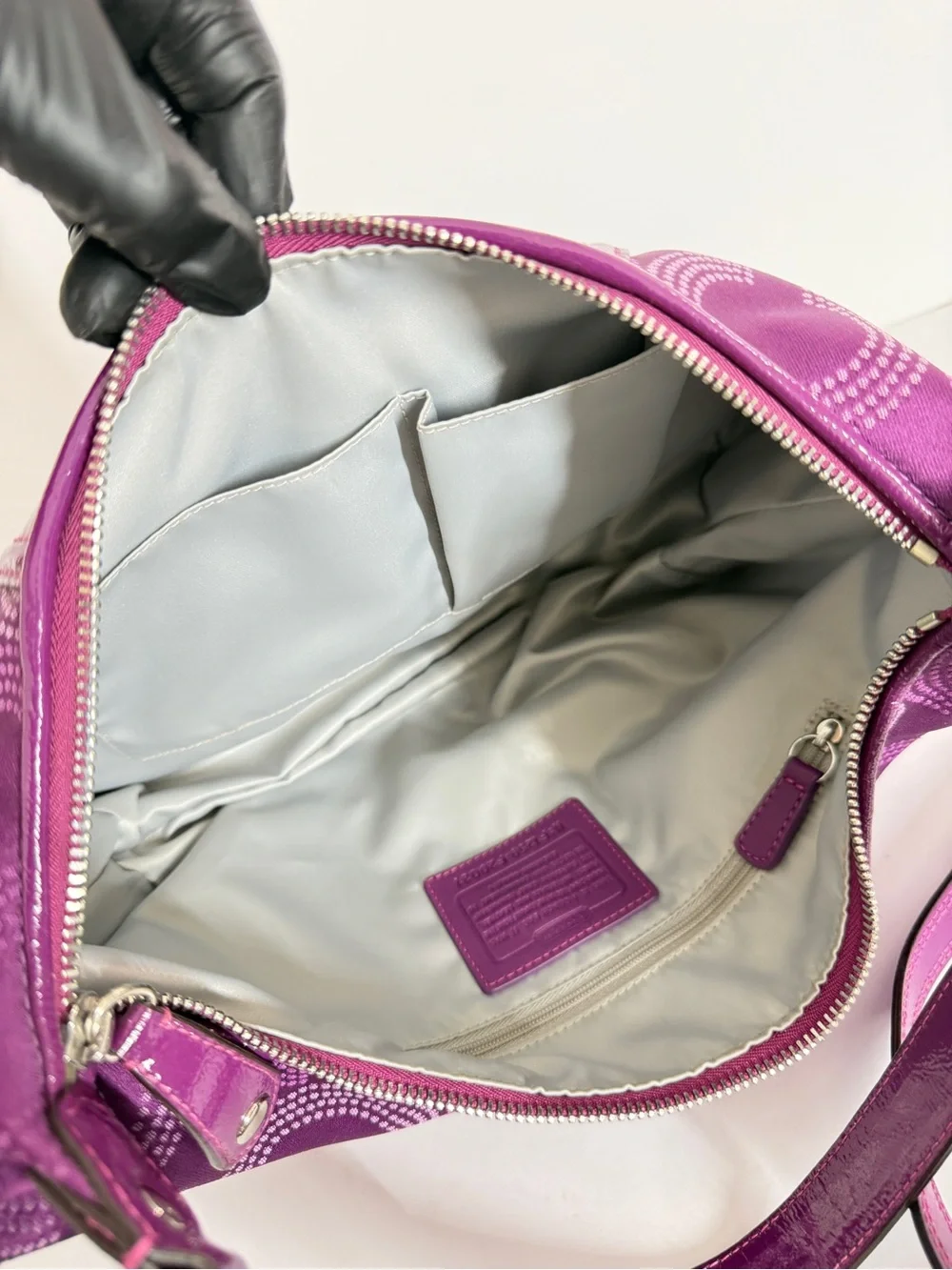 Coach Womens Ashley Dotted Op Art  Y2K Convertible Hobo Purple F20031 Crossbody